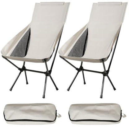 Wind Tour Portable Camping Chair Lightweight Foldable Outdoor Chair for Hiking Camp Backpacking Lawn Beach Fishing Picnic with Carry Bag (High-Back | White-2) - color: High-back | White-2