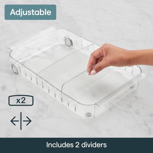 YouCopia RollOut Fridge Caddy BPA-Free Clear Rolling Refrigerator Organizer Bin with Adjustable Dividers and Handles, 9" Wide - size: 9" Wide