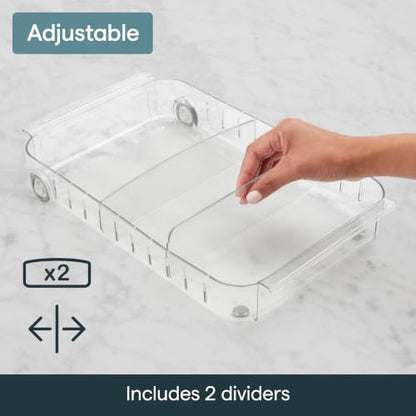 YouCopia RollOut Fridge Caddy BPA-Free Clear Rolling Refrigerator Organizer Bin with Adjustable Dividers and Handles, 9" Wide - size: 9" Wide