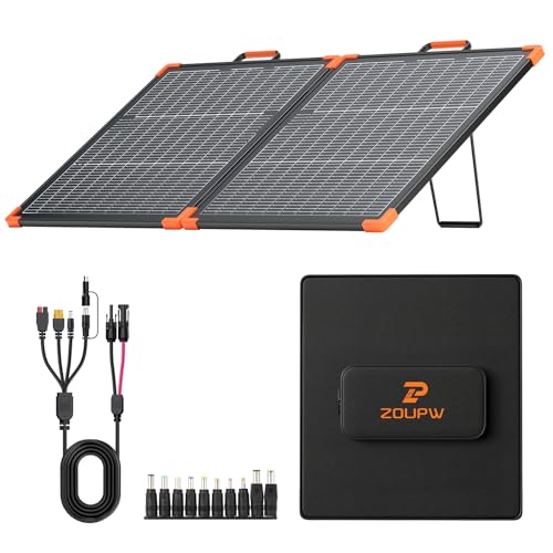 ZOUPW 110W Bifacial Portable Solar Panel, N-Type 16BB 25% High Efficiency Foldable Solar Charger for Jackery 300/Ecoflow River/Anker Solix,IP68 Waterproof for Camping RV Emergency Power Supply - size: 110W