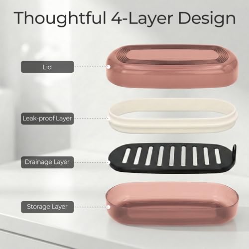 AIMAIAIMAI Shampoo Bar Holder Travel Case for Two Bars – Compatible with Kitsch Solid Shampoo & Conditioner Bars, Large Soap Container for Bathroom or Travel (1 Pack, Red Style A-Large) - color: Red Style A-large