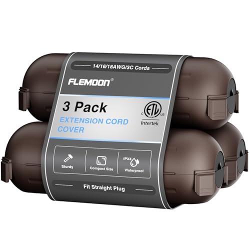 Flemoon [3 Pack] Outdoor Extension Cord Waterproof Cover, Weatherproof Electrical Connection Box for Outdoor Plug, Outlet, Outdoor Outlet, Socket, Halloween, Christmas Holiday Decoration Light, Brown - color: Brown, size: Small Box: 5.3" L x 2" W x 2" H