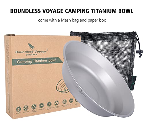 Boundless Voyage Titanium Dish Plate Bowl Set with Carry Bag Outdoor Camping Pan Campfire Tableware Cookware Mess Kit for Food Fruit Sauce (1pc 1112T) - color: 1pc 1112T