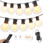 50FT Outdoor String Lights with Remote, 25 + 2 Spare G40 LED Bulbs Plug in Connectable Dimmable Patio Lights, Waterproof Hanging Lights for Patio Porch Garage Cafe - style: 50FT-G40(Remote+Dimmer)