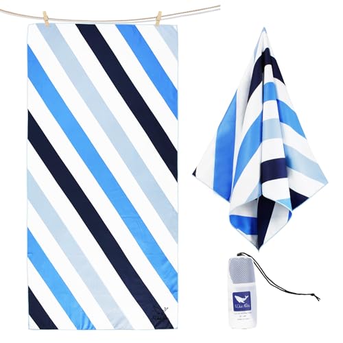 Whale Flotilla Large Quick Dry Beach Towel (30"x60"), Microfiber Sand-Free Beach Towels, Super Absorbent Compact Pool Travel Accessories, Blue - color: Cabana Blue, size: 60.00" x 30.00"