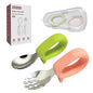 Toddler Utensils, Stainless Steel Baby Forks and Spoons Set with Silicone Handle, Kids Silverware with Portable Storage Case, Baby Feeding Essentials, Dishwasher Safe (Green+Pink) - color: Green+Pink
