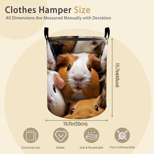 Guinea Pig Laundry Basket Hamper for Boys Girls Kids Adults, Foldable Waterproof Oxford Clothes Storage Bin, Cute Pet Organizer for Bedroom Bathroom Room Decor 19.7"x15.8" - style: Guinea Pig