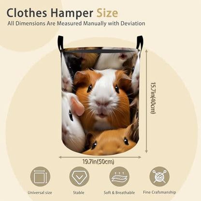 Guinea Pig Laundry Basket Hamper for Boys Girls Kids Adults, Foldable Waterproof Oxford Clothes Storage Bin, Cute Pet Organizer for Bedroom Bathroom Room Decor 19.7"x15.8" - style: Guinea Pig