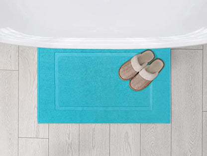 Utopia Towels Cotton Banded Rug, Bath Mats, Not a Bathroom Rug, 21 by 34 Inches, 100% Ring Spun Cotton, Highly Absorbent Shower Bathroom Floor Mat, Turquoise, 2 Pack - color: Turquoise