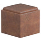 SIMPLIHOME Rockwood Cube Storage Ottoman with Tray - 17" Wide x 17" High Upholstered Vegan Leather Square Storage Ottoman in Distressed Saddle Brown, Contemporary Cube Ottoman with Serving Tray - color: Distressed Saddle Brown