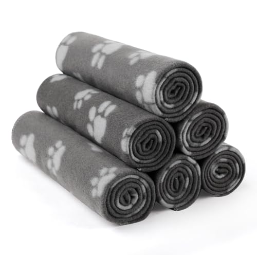 LINENLUX Cute Dog Blanket for Small Medium Dogs 6-Pack Soft Stretchy Fleece Blankets for Pet Cat Puppy Warm Wrinkle-Resistant Throw for Couch Bed Outdoor Grey 45x31 inch (Pack of 6) - color: Grey, size: 45x31 inch (Pack of 6)