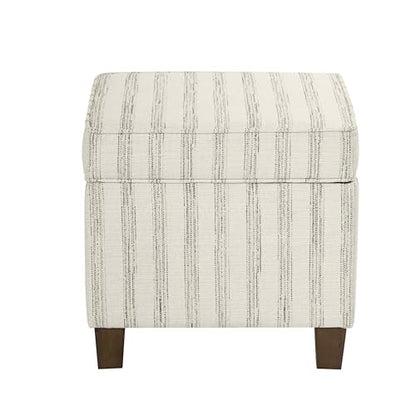 HomePop 18" Classic Square Storage Ottoman - Gray & Cream Stripe - color: Gray and Cream Stripe