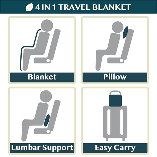 PAVILIA Travel Blanket Pillow, Soft Airplane Blanket 2-in-1 Combo Set, Plane Blanket Compact Packable, Flight Essentials Car Pillow, Travelers Gifts Accessories, Backpack Strap, 60x43 Checker White - color: Checker White
