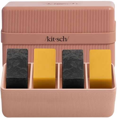 Kitsch 4-Compartment Travel Soap Case – Bar Soap Holder & Organizer, Travel Case for Bars – TSA-Approved – Lightweight, Durable, Leak-Proof, Made from Recycled Plastic – Terracotta - color: Terracotta, size: 4 Compartment