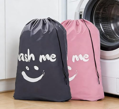 2 Pack XL Travel Laundry Bag, Dirty Clothes Organizer with Drawstring, Large Enough to Hold 4 Loads of Laundry， Easy Fit a Laundry Hamper or Basket，24" x 36" - color: Grey&Pink
