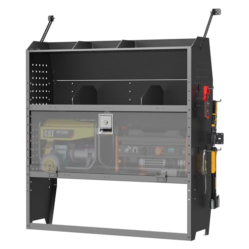 StarONE Heavy Duty Adjustable Van Shelving with Lockable Door and Hooks, 42" W x 46" H x 13" D, Fit for Transit, GMC, Chevy Express, NV, Promaster, Sprinter and Metris, Van Storage for Service Tools - size: 42" W x 46" H x 13" D