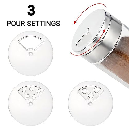 Segarty Spice Jar with Shaker Lids, 3 Pack 6 oz Spice Jars with Adjustable Pour Large Holes for Herbs Grains, Empty Glass Spices Bottles Seasoning Containers Clear Salt Pepper Shakers - size: 6oz / 190ml