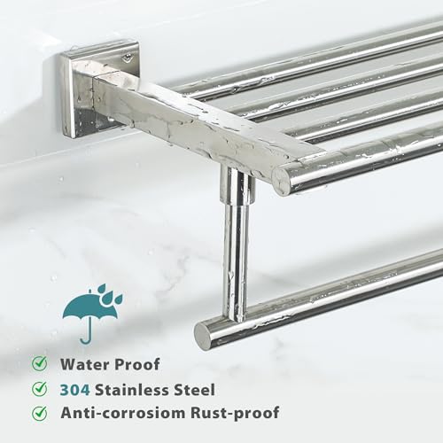 Alise 16 Inch Towel Racks for Bathroom, Towel Rack Wall Mounted with Tower Bars, SUS 304 Stainless Steel Bathroom Shelf, Heavy Duty Hand Towel Holder (Brushed Nickel) - color: Brushed Nickel, size: 16-Inch