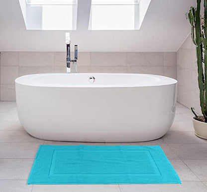 Utopia Towels Cotton Banded Rug, Bath Mats, Not a Bathroom Rug, 21 by 34 Inches, 100% Ring Spun Cotton, Highly Absorbent Shower Bathroom Floor Mat, Turquoise, 2 Pack - color: Turquoise