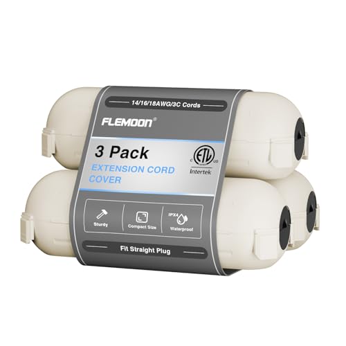 Flemoon [3 Pack] Outdoor Extension Cord Safety Cover with Waterproof Seal, Weatherproof Electrical Connection Box for Outdoor Outlet, Plug, Socket, Halloween, Christmas Holiday Decoration Light, White - color: White, size: Small Box: 5.3" L x 2" W x 2" H