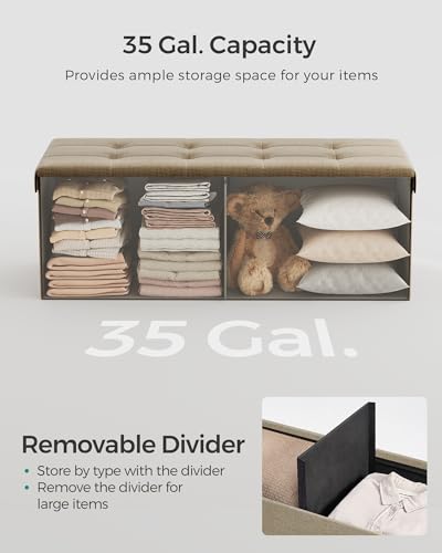 Folding Storage Ottoman Bench by SONGMICS - color: Camel Brown, size: 15"D x 43"W x 15"H