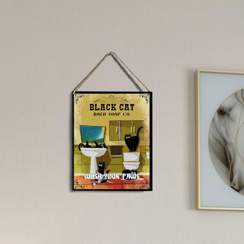 wall-pediments MP 475 Black Cat Bath Soap Co. 4-Cat Chaos Plaque, 6.7 x 10 Inches Funny Cat Bathroom Decor - color: Generic 9960