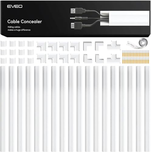 Cord Covers for Wires on Wall - 300in Cable Management Cable Hider - Cord Hiders for TV On Wall - Paintable Cable Concealer - Wire Covers for Cords - 20X (L16 x W0.95 x H0.5) - Medium | White - color: White, size: 300" - Medium