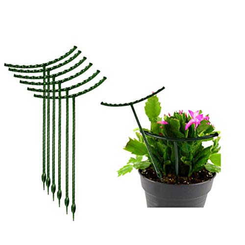 Belit 8 Pack Small Plant Support Plant Stakes, Garden Flowers Green Plant Support Ring, Planter Support Ring for Schlumbergera, Clivia, Vegetables, 5.5" Wide x 9.8" High - size: 5.5" x 9.8"