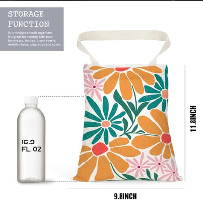 Flower Car Trash Can, Car Trash Bag Hanging, Waterproof Cars Back Seat Hanging Organizer and Storage Trash Bags for Vehicle Travelling Camping - color: Flower01