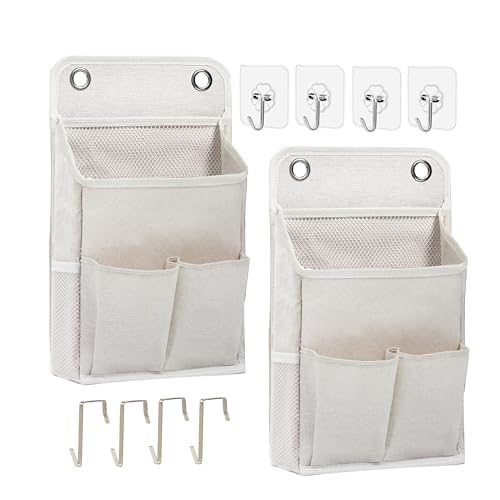 2-Pack Hanging Storage Organizer, Over The Door Hanging Bags/Wall Baskets Storage with Pockets for Home, RV, Office and More (2, White) - color: White 2pcs
