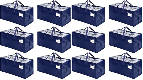 VENO 12 Pack Moving Bags w/Backpack Straps, Heavy Duty, Moving Boxes Alternative, Packing Supplies, Large Storage Totes for Dorm Room Essentials with Zipper for Clothes (Blue, 12 Pack) - color: Blue, size: 12 Pack