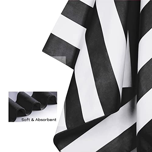 Your Choice Microfiber Beach Towel, Sand-Free Quick Dry Travel Towel, Oversized Compact Lightweight Recycled Towel for Pool Camping(67"x35"/60"x30") - color: Z-black Stripes, size: Extra Large(67x35")