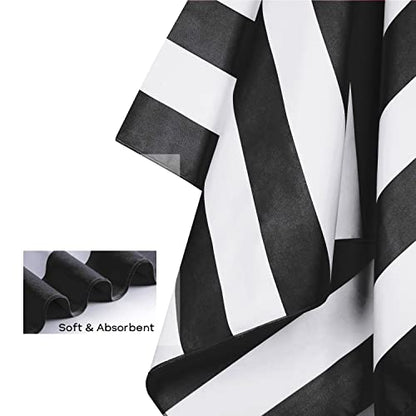 Your Choice Microfiber Beach Towel, Sand-Free Quick Dry Travel Towel, Oversized Compact Lightweight Recycled Towel for Pool Camping(67"x35"/60"x30") - color: Z-black Stripes, size: Large(60x30")