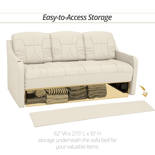De Leon Console DX RV Sofa Bed, 72" Wide, Ultimate Leather, Bisque - color: Bisque, size: 72"