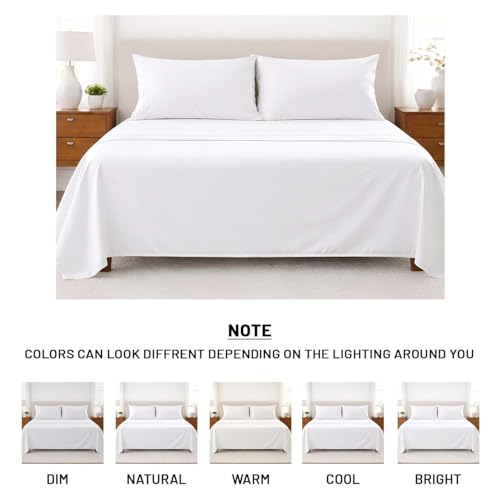 SGI bedding 100% Egyptian Cotton Sheets Full XL Size – Cooling Sheets, Soft Breathable White Bedding, Luxury Bedding, Luxury Hotel Sheet Set, Deep Pocket 18", 4 Piece Set - color: 01 - White, size: Full XL