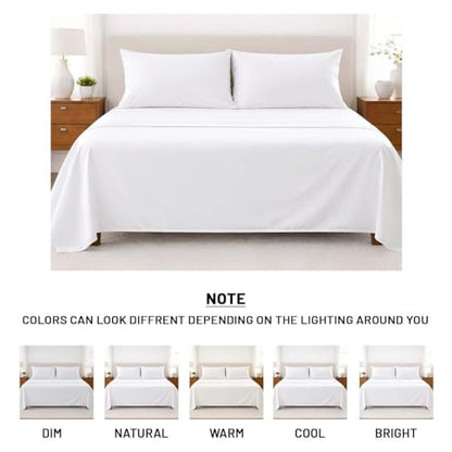 SGI bedding 100% Egyptian Cotton Sheets Full XL Size – Cooling Sheets, Soft Breathable White Bedding, Luxury Bedding, Luxury Hotel Sheet Set, Deep Pocket 18", 4 Piece Set - color: 01 - White, size: Full XL