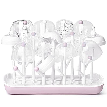 Termichy Baby Bottle Drying Rack, Large Capacity Baby Bottle Rack for Bottles, Dry Rack with Removable Water Tray(Pink) - color: Pink, size: Countertop Style
