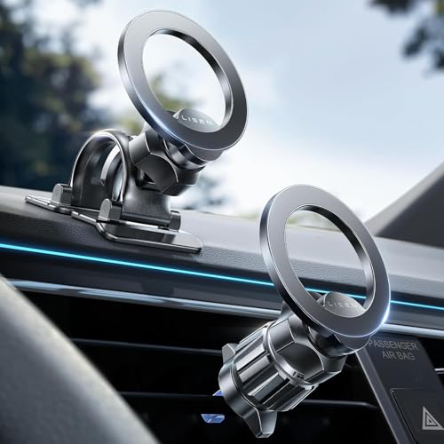 LISEN for MagSafe Car Phone Mount -Strong Magnets Magnetic Phone Holders for Your Car 2-in-1 Vent Dashboard Magnet Cell Phones Holder Mounts Car Accessories Gitfs for Men Women fit iPhone, Black | Dash Accents - color: Black
