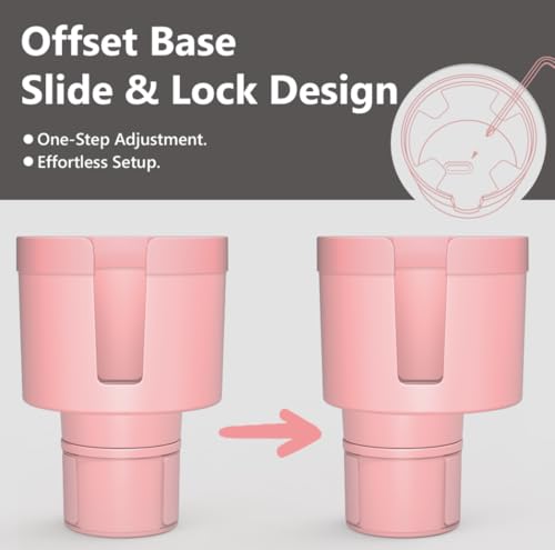 Seven Sparta Car Cup Holder Expander with Offset Adjustable Base, Compatible with Hydro Flasks 32/40 Ounce, Compatible with Yeti Ramblers 20/26/30 Ounce, Other Bottles in 3.4"-3.8" (Pink) - color: Pink, size: Medium*1
