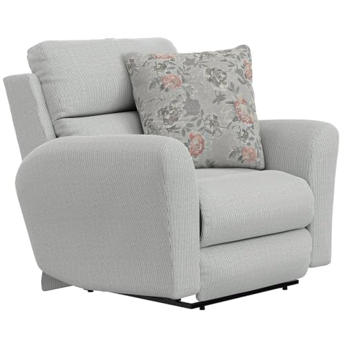 Jackson Furniture Catnapper Gray Recliner Chair with Lay Flat Recline – Seating Featuring Cool Gel Memory Foam, Steel Tech Frame, and Accent Pillows for RV or Home Comfort