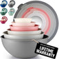 Zulay Kitchen 12 Piece Plastic Mixing Bowls with Lids Set - Colorful Mixing Bowl Set for Kitchen - Nesting Bowls with Lids Set - Microwave and Freezer Safe (Pink Ombre) - color: Pink
