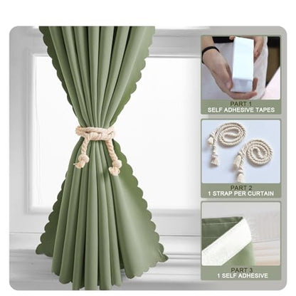 Self Adhesive Curtains - No Drilling, No Rod, Easy to Install Blackout Curtains for Window Blinds,Bedroom(Sage Green 35 * 59in-1P) - color: Sage Green, size: 35"W x 59"L (Pack of 1)