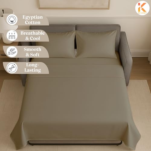 Soft & Luxurious Full Sleeper Sofa Bed Sheet Set - Premium Quality 100% Cotton Sheets, 4-Piece Solid Bedding Sets, Fits RV & Sofabed Mattresses up to 8" Deep, Taupe - color: 09-taupe, size: Full 8" Deep