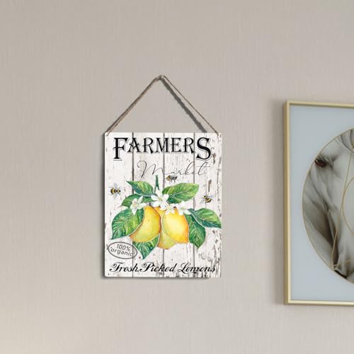 wall-pediments MP 487 Farmers Market Fresh Picked Lemons 100% Organic Plaque, 6.7 x 10 Inches Farmhouse Kitchen Decor - color: Generic 9972