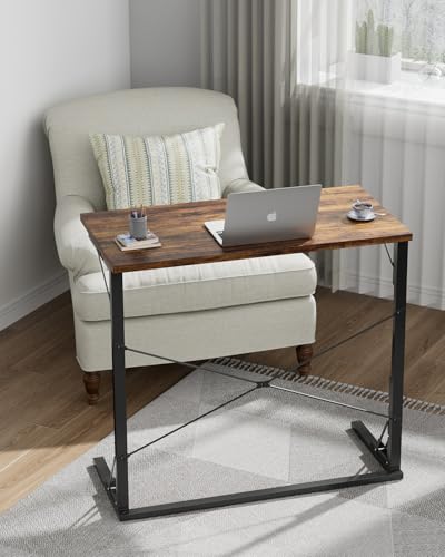 Vantic 31.5" Folding Desk, Foldable TV Tray Table for Eating on Couch, Extra Large TV Dinner Trays, Portable Fold Computer Writing Desk Table for Home Office, Rustic Brown - color: Rustic Brown