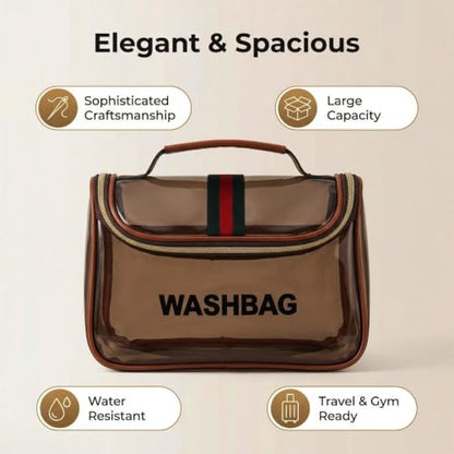 Retro Clear Makeup Bag Waterproof Large Capacity Zipper Travel Toiletry Organizer for Women - size: M3