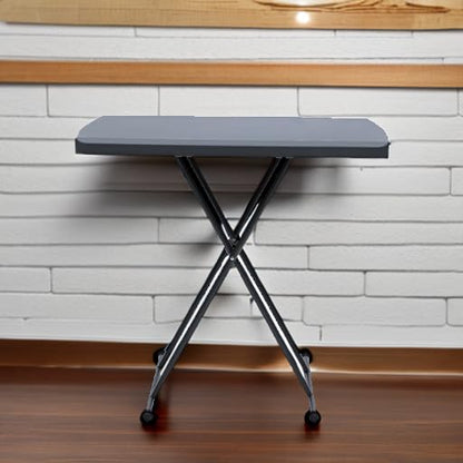 Iceberg Small Camping Personal Folding Table, Heavy Duty Utility Table, Adjustable Height, Charcoal, 19.5” L x 30” W x 28" H - color: Charcoal