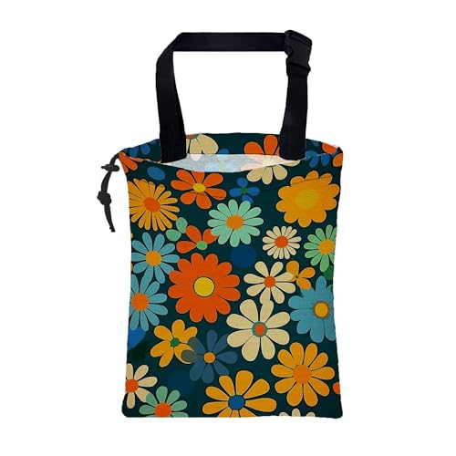 Car Trash Bag Colorful Daisy Flowers Leak-Proof Car Garbage Bag with Drawstring Foldable Canvas Trash Bin with Adjustable Buckle for Car Accessories, Travelling, Camping - color: Colorful Daisy Flowers
