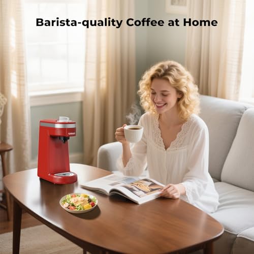 CHULUX Mini Coffee Maker for K Capsule, Single Serve Coffee Maker for One Cup Americano, Lightweight Pod Coffee Machine, Red - color: Red