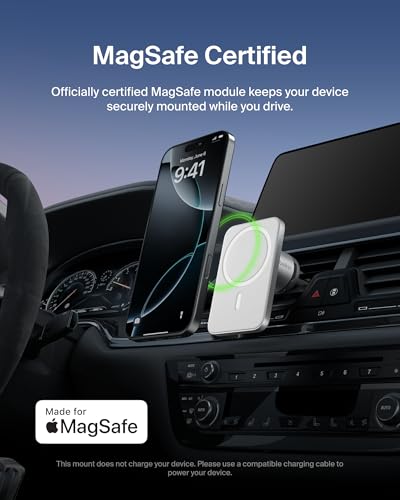 Belkin MagSafe Vent Mount Pro - MagSafe Phone Mount for Car, Magnetic Phone Holder Compatible with iPhone 17, 16, 15, Series, 14 Series, Pixel 10, and More - Gray - style: New